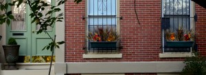 Window boxes with fall foliage motif